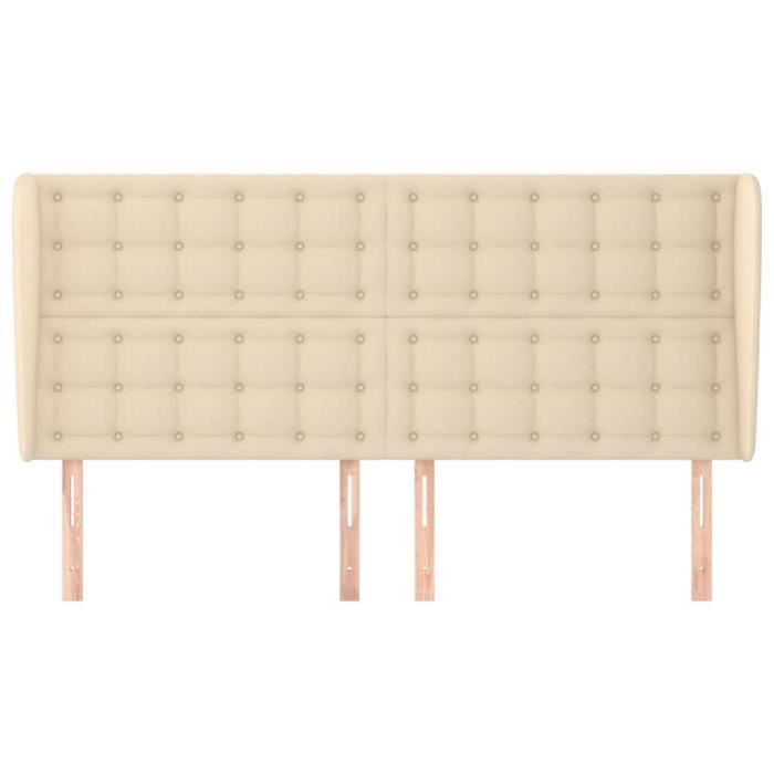 VidaXL Tête de lit avec oreilles Crème 203x23x118-128 cm Tissu3118417
