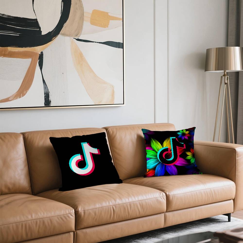T-TikTok Logo Kissenbezug Sofakissenbezug Heimzimmerdekoration Kindergeschenk