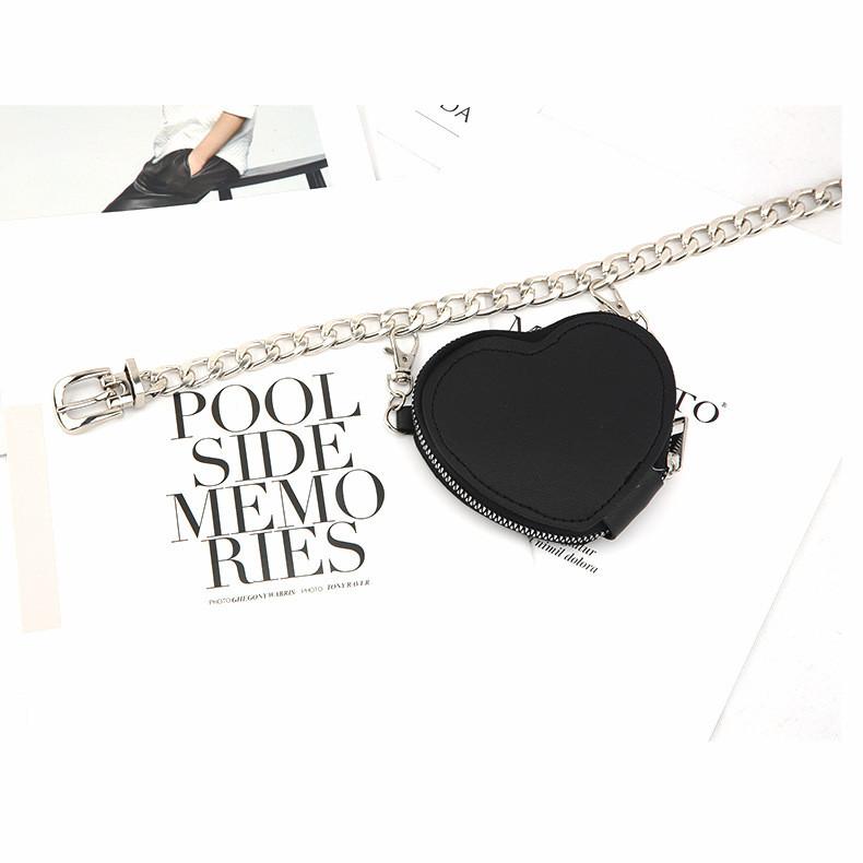 Metal Fashion Women Waist Chain With Detachable Heart Shaped Pendant Bag