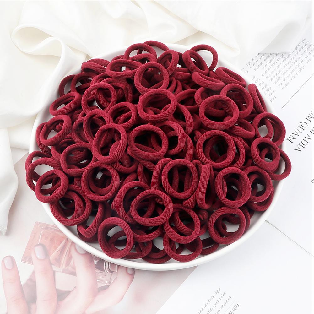 200PCS/Set Elastic Kids Basic Hair Bands Tie 3cm Dark Colors Headwear Don't Hurt Hair Headband Hair Accessories Holder
