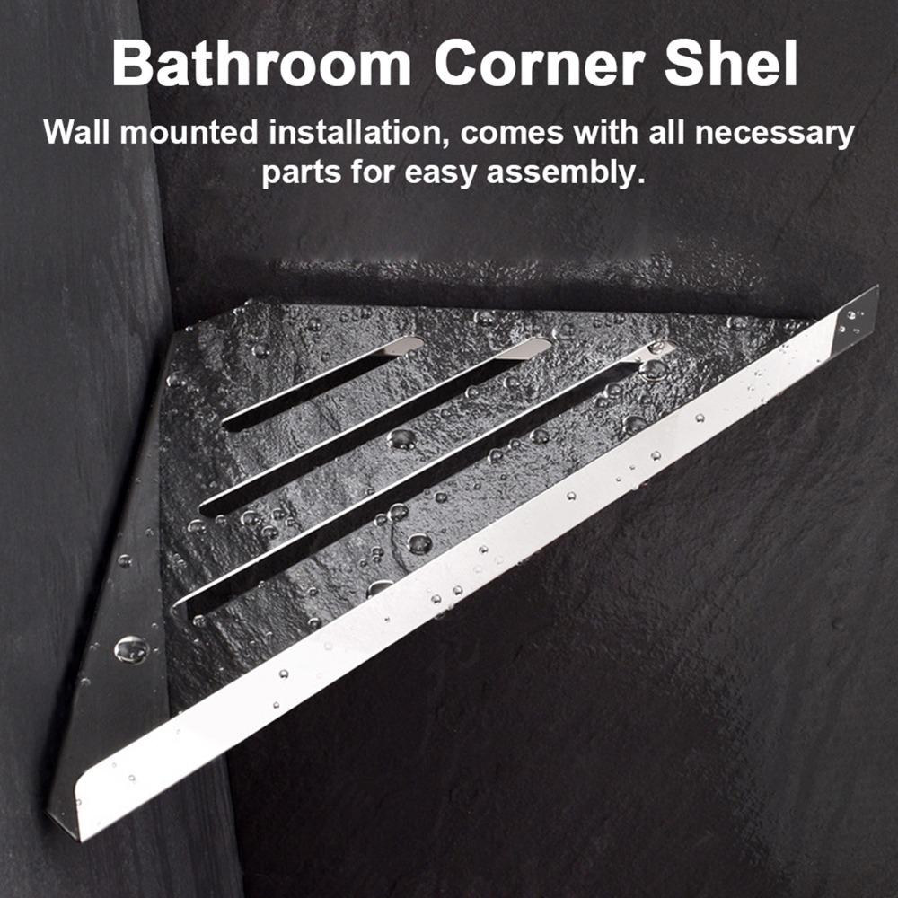 Silver Shower Corner Shelf Stainless Steel Bathroom Shelf Organizer Corner Shelf Rack Space Saving
