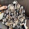 New floral silk scarves for women's summer travel, thin sunscreen silk scarves, holiday gifts for elders
