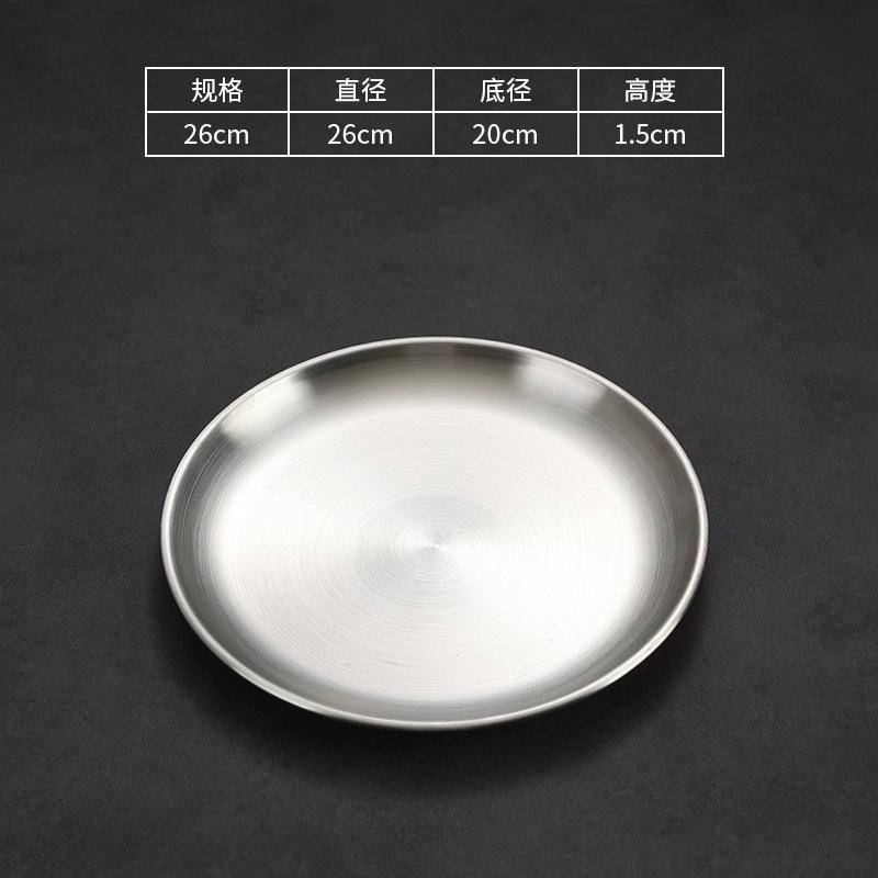 Thick Side 304 Stainless Steel Dinner Plate Round Steak Salad Deesert Cake Tray Kitchen Anti-scalding Plates for Western Food