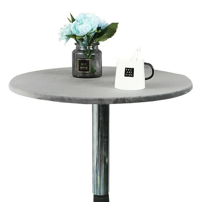 Velvet Elastic Fitted Stretch Tablecloth Round Edged Table Cover 60/70/80/90/100/120/150cm