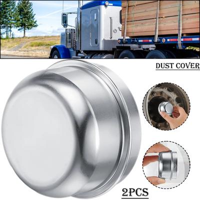 2PCS Trailer Wheel Hub Pair Grease Metal Cap Bearing Dust Cover 50mm Diameters
