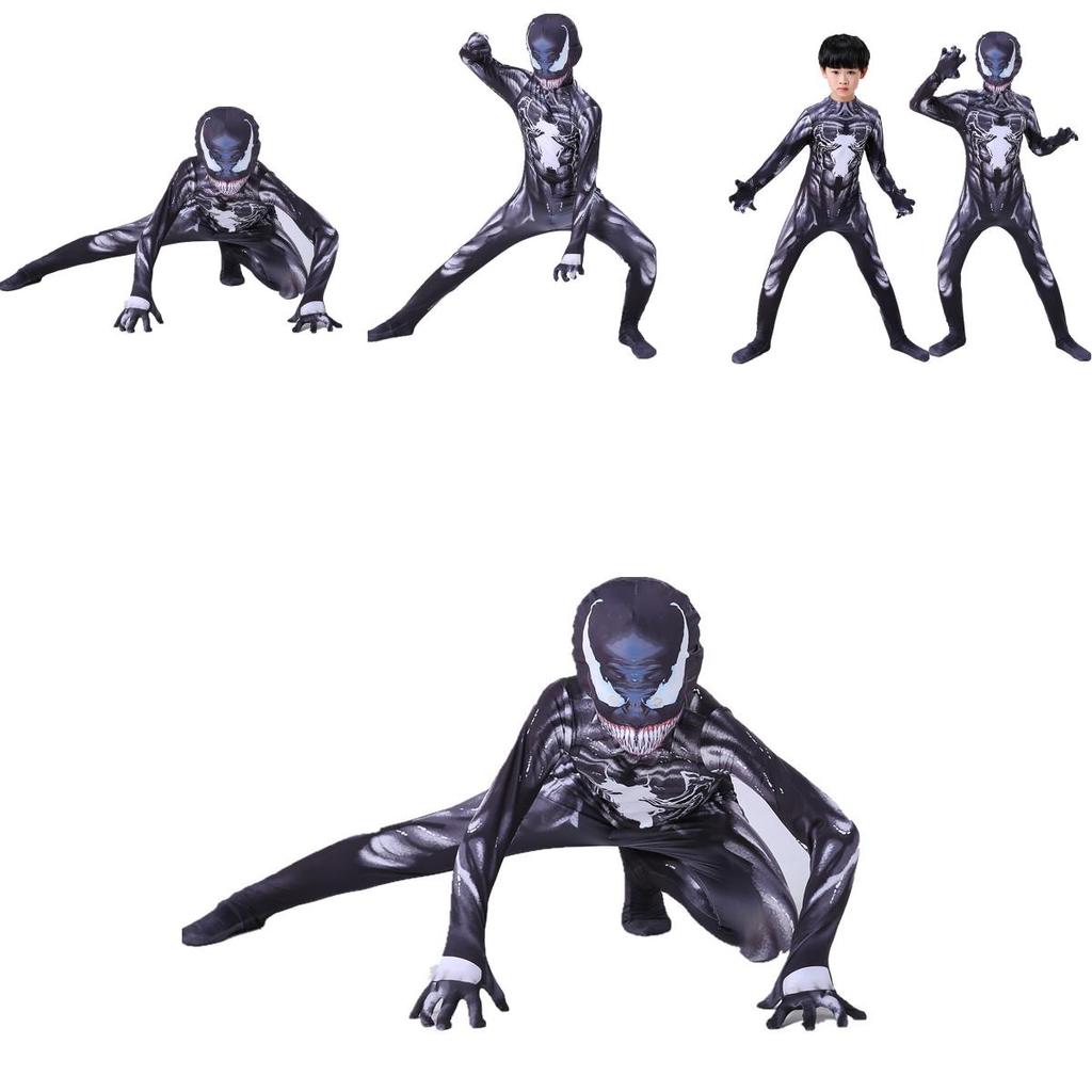 Marvel Venom Spiderman Cosplay Costume With Polyester Fabric For Kids Halloween Party