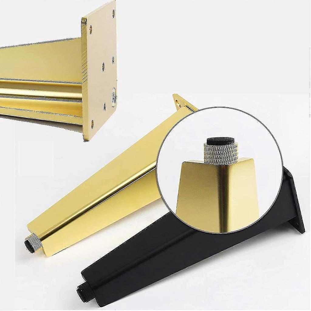 Furniture Legs, 4 Pack Cabinet Feet, Adjustable Tapered Furniture Table Legs, Armchair Sofa Replacement Legs (Gold, 15cm)