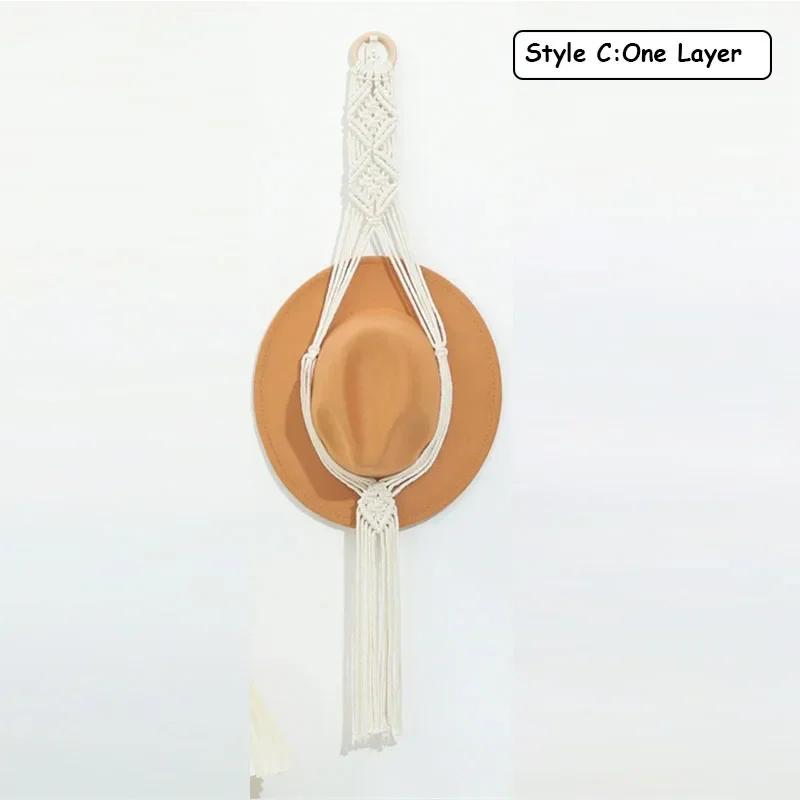 Hängender Huthalter aus Baumwolle im nordischen Stil im Boho-Stil, Organizer, Display, Hutschal-Organizer, Rack, Makramee-Wandteppich, Hutaufhänger, Wandaufbewahrung