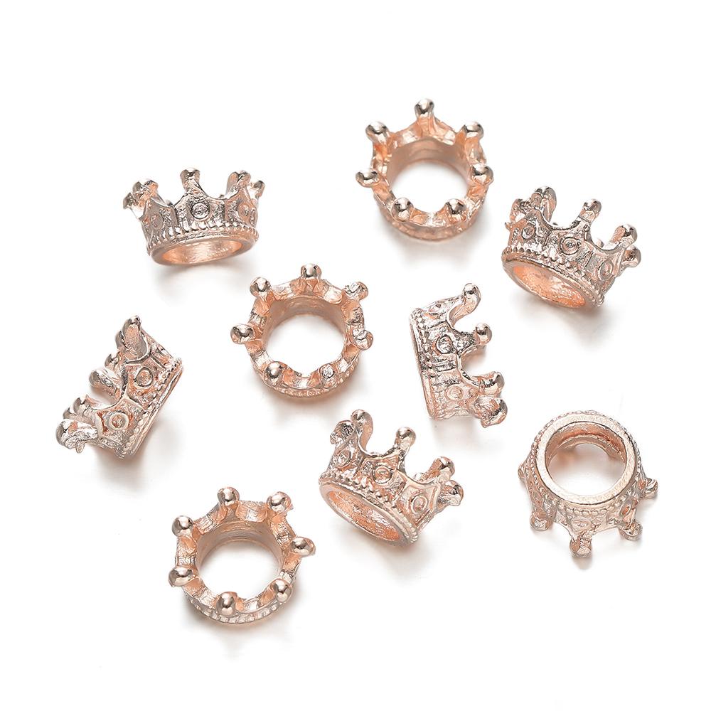 50pcs/lot Alloy Loose Spacer Crown Beads Gold Silver Bronze Color Charms Beads for DIY Jewelry Making Bracelet Accessories