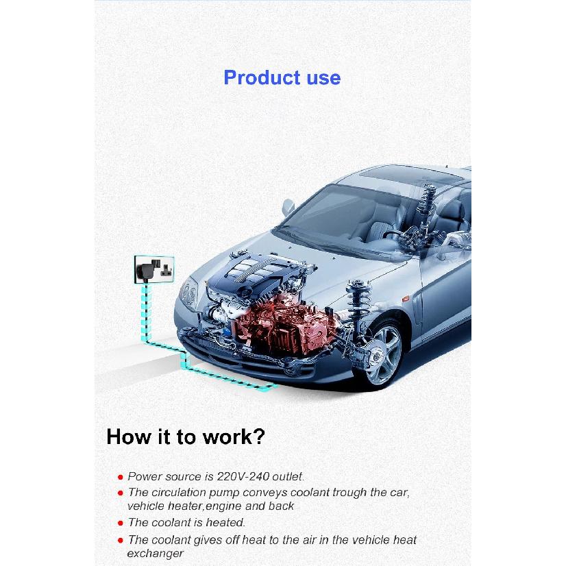 220V 2000W Car Engine Preheater Engine Heater Truck Motor SUV Boat Air Parking Heater Automobile Preheater EU Plug