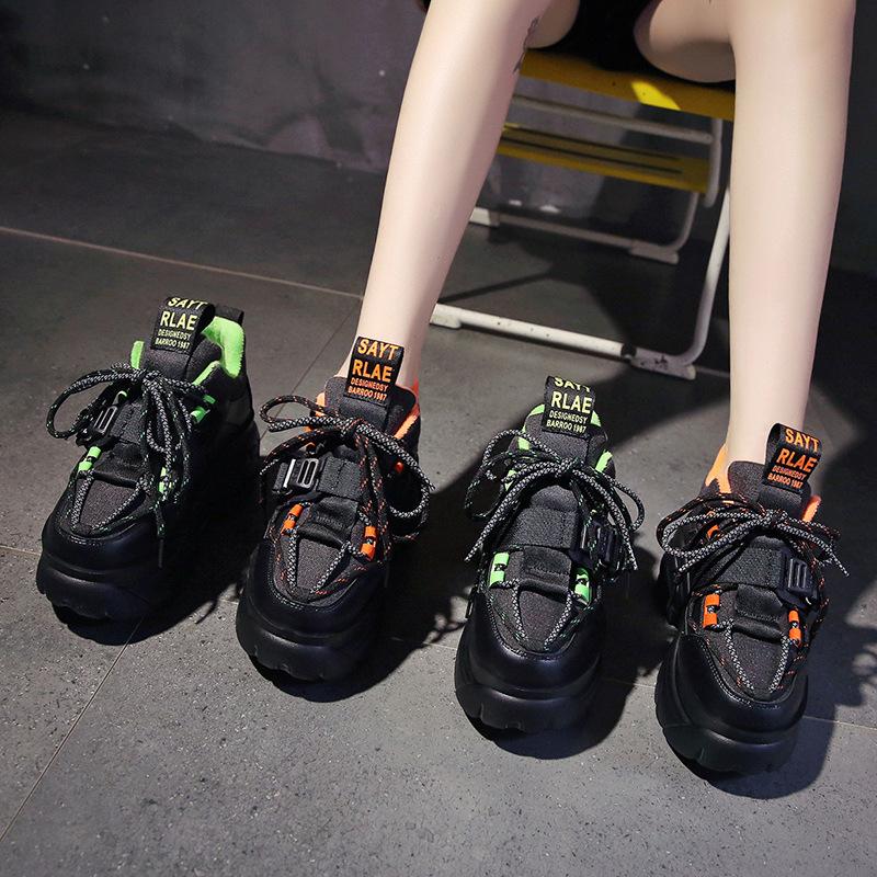 Dámské Tenisky na platformě Podzim Zima Zahřejte Robustní Tenisky Žena Šněrovací Boty Móda Vysoký Top Neformální vycházková obuv