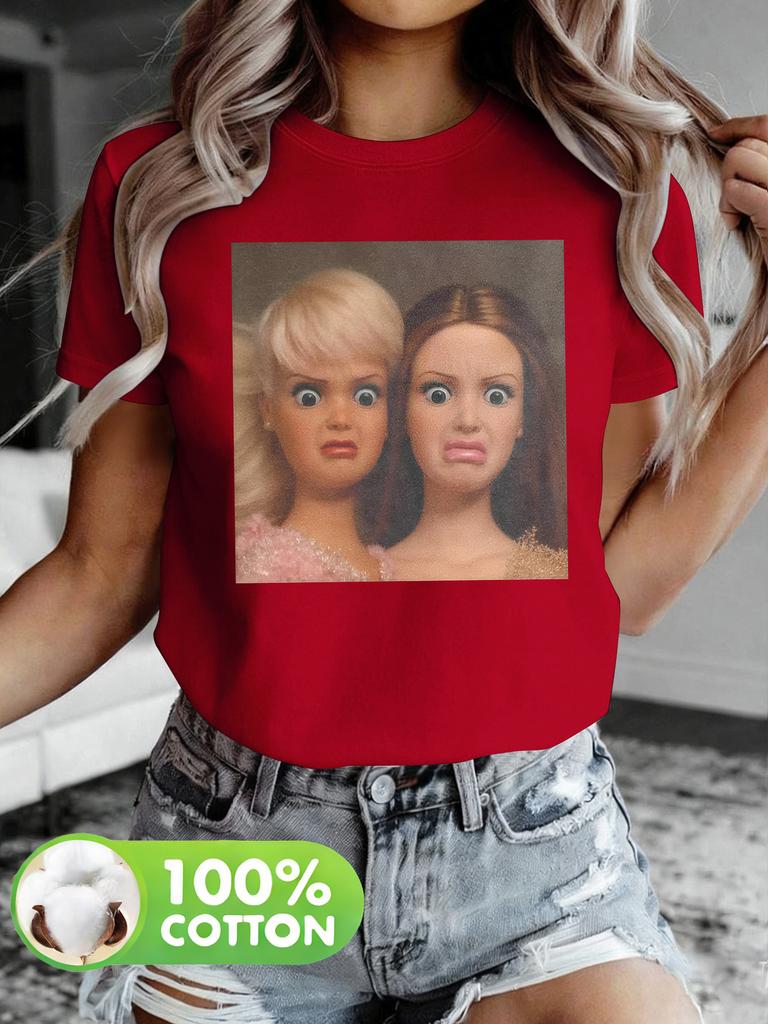 2026 Summer Retro Womens Funny Chubby Baby Face Print TShirt Unisex Cotton and Breathable Short Sleeve Oversized Loose Casual