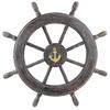 18" Frosty Antique Junkyard Crafted Wooden Ship Wheel | Anchor Motiff | Pirate's Home Wall Decor MH-9WD2-S7HY