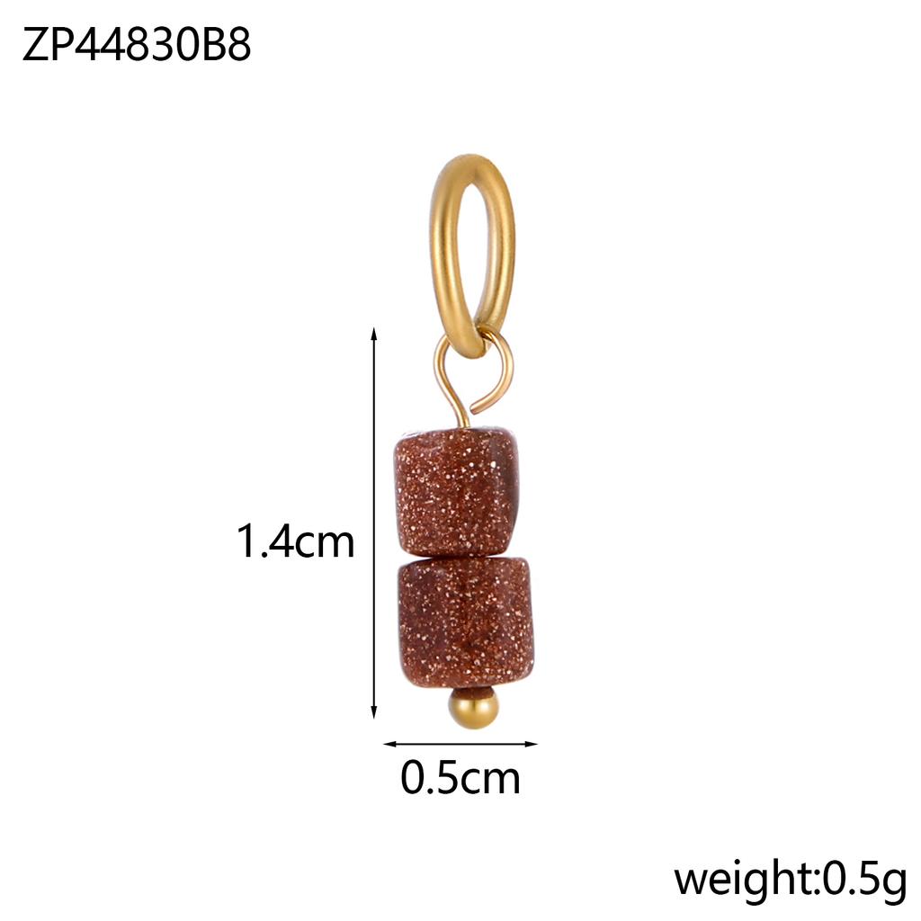 Trend Colorful Handmade Natural Stone DIY Necklace Charm Pendant 18K Gold Plated Stainless Steel Accessories Fashion Jewelry