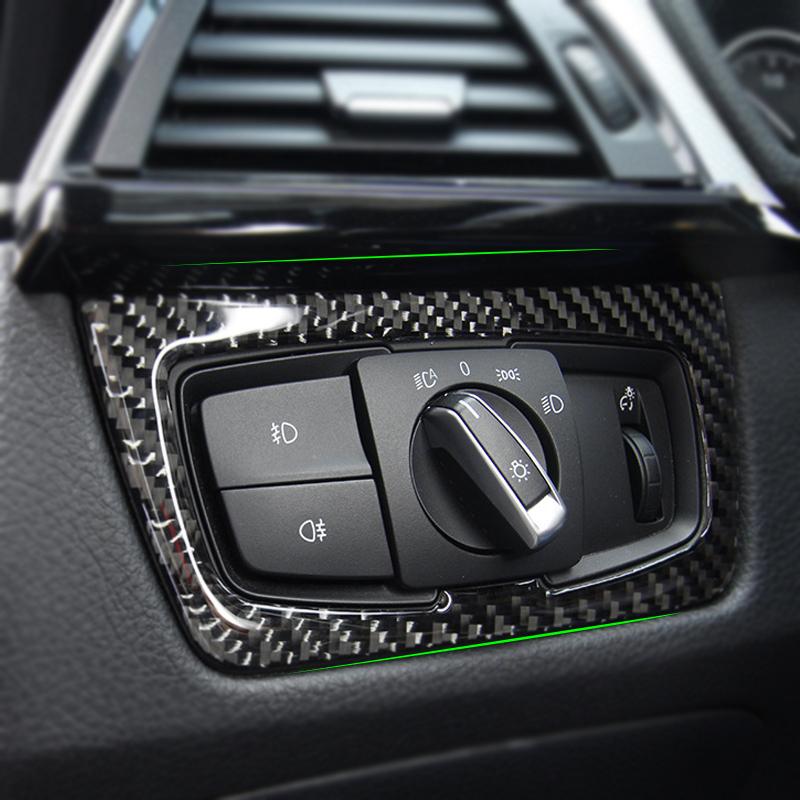 Carbon Fiber Car Interior Headlight Switch Frame Cover Sticker Trim For BMW 3 4 Series F30 F32 2013 2014 2015 2016 2017 2018