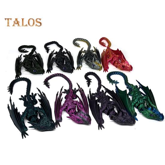 3D-gedrucktes geflügeltes Drachenornament, flexibler, beweglicher Drache mit Flügeln, Zappeldrachenspielzeug für die Schreibtischdekoration im Homeoffice und zum Stressabbau