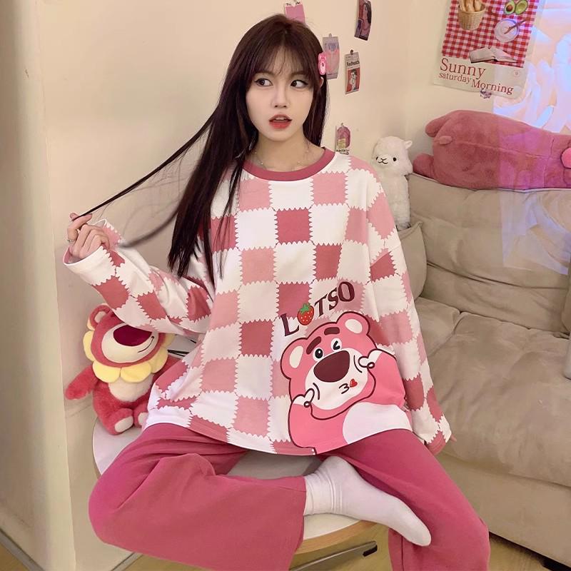 Γυναικείο Πιτζάμα Σετ Μακρυμάνικο - Χαριτωμένο Καρτούν Σχέδιο, Μεγάλο Μέγεθος, για Άνοιξη & Φθινόπωρο, Εσωτερική/Εξωτερική Χρήση