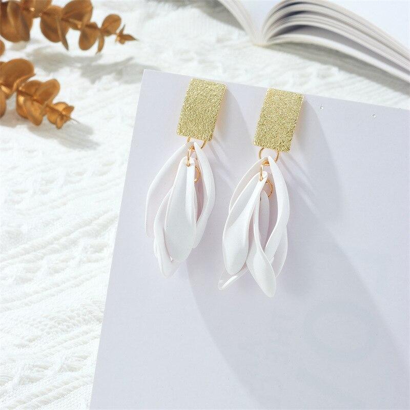 Pinkdudu Fashion 7 Color Tassel Petal Drop Earrings Creative Sweet Enamel Flower Metal Earring for Women Jewelry Gifts PD1549