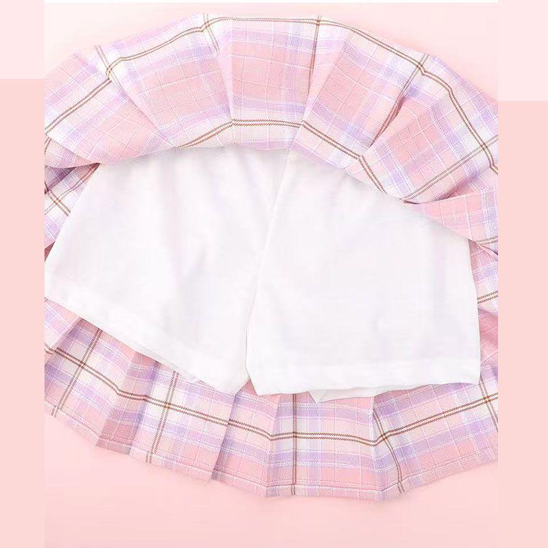 Kuromi Girls' Summer Cartoon JK Skirt Set - Short Sleeve Dress for Middle and Big Kids