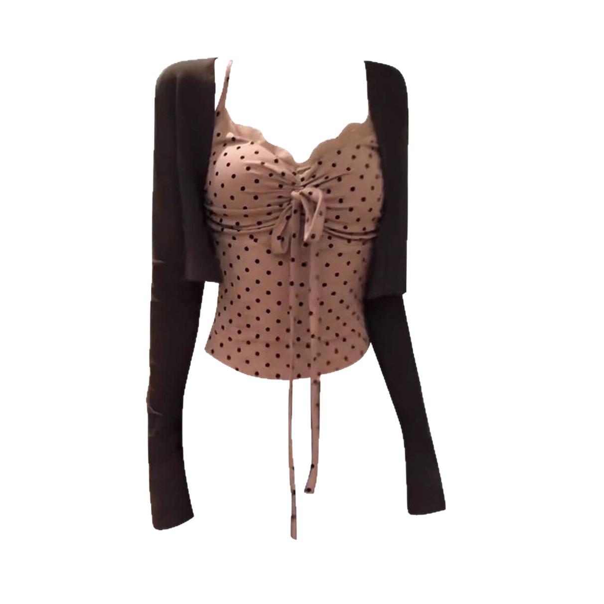 Ретро Топ-майка в горошек для дерзких девушек: Женский осенний шикарный облегающий топ без рукавов. Extra Large