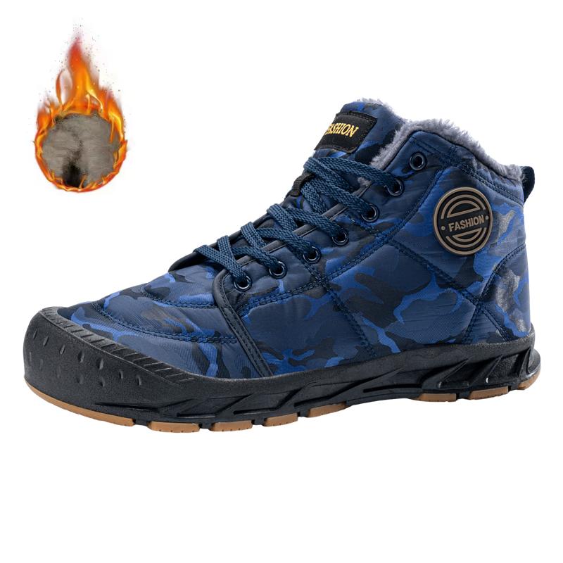 Cizme impermeabile pentru bărbați Cizme de iarnă calde de pluș Cizme de zăpadă pentru bărbați Pantofi de exterior Cizme de lucru pentru bărbați Cizme de iarnă pentru bărbați din cauciuc mărime mare