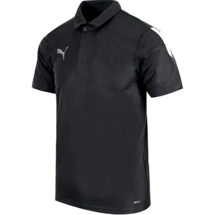 Puma Solid Color Logo Print Pullover Polo Shirt Men Polo Shirts Black White 658925-03