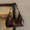 Fashionable Oil-wax Leather Hand-held Crescent-shaped Bag, A High-end Retro Niche Single-shoulder Crossbody Bag
