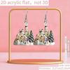 Cross-border New Product Castle Earrings 2D Acrylic Christmas Party Snow House Christmas House Christmas Tree Earrings Ornament