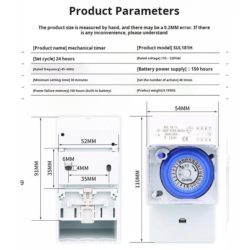 SUL181H Mechanical Timer Switch 24H DIN Rail Time Controller 110-230V AC for Street Light Factory Equipment3