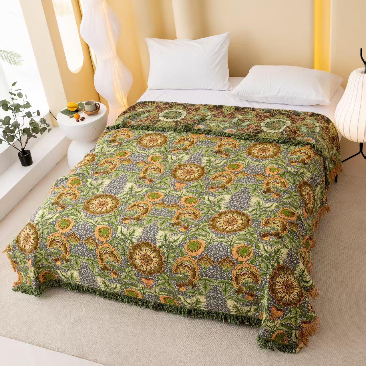 Wabi-Sabi All-Cotton Retro Tassel Blanket –
