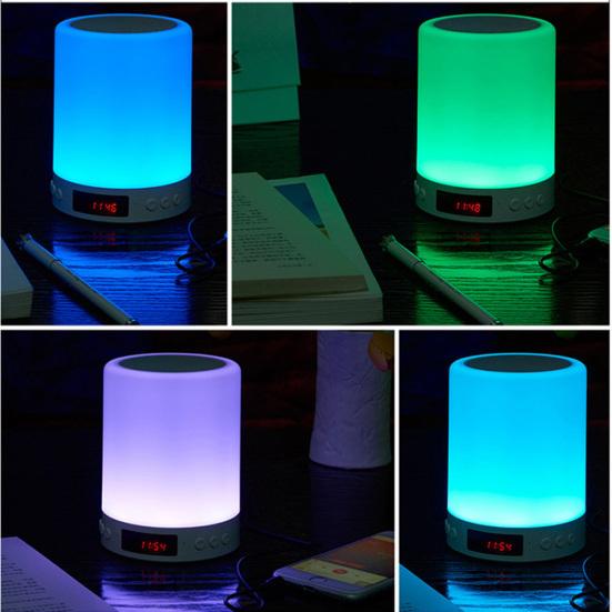 Wireless Cylinder Colorful Night Light Bluetooth-compatible Speaker Alarm Clock Home Decor