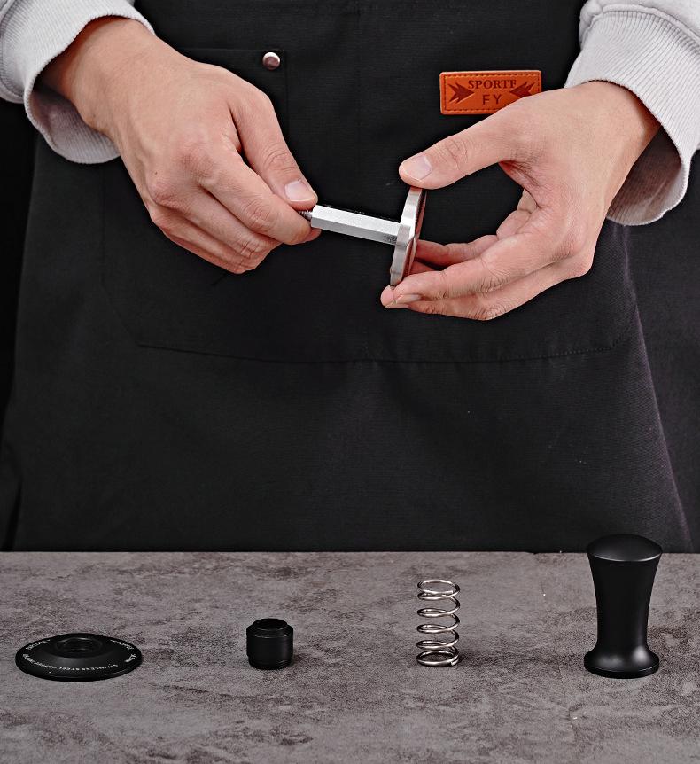 58mm Flat Bottom Stainless Steel Pressure Tamper with Scale for Coffee