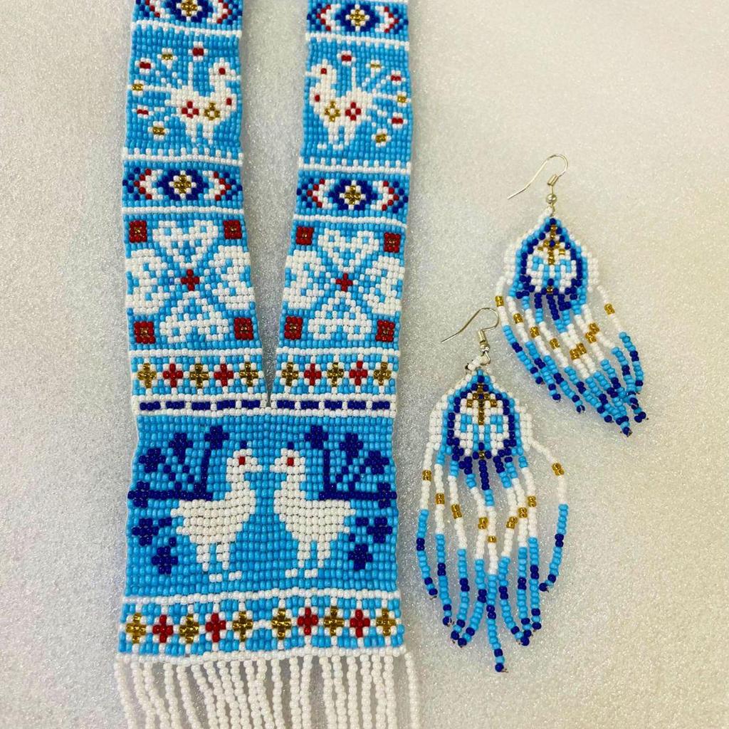 Blue Boho Seed Bead Necklace