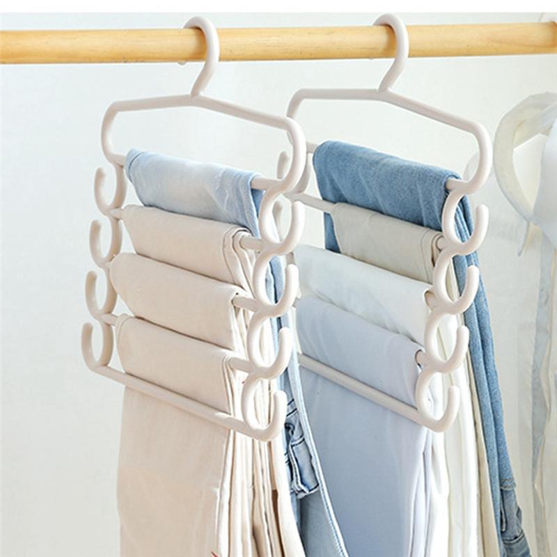 Pants Rack Multifunctional Household Saving Space Multi Layer Trousers Hanger Pants Closet Color Clothes Peg 5 Layers