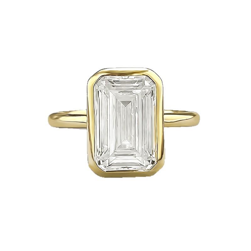 Xian Can Schmuck 2026 S925 Silber Rechteckiger Weißer Diamant Zargenfassung Ring - Einfach & Vielseitig