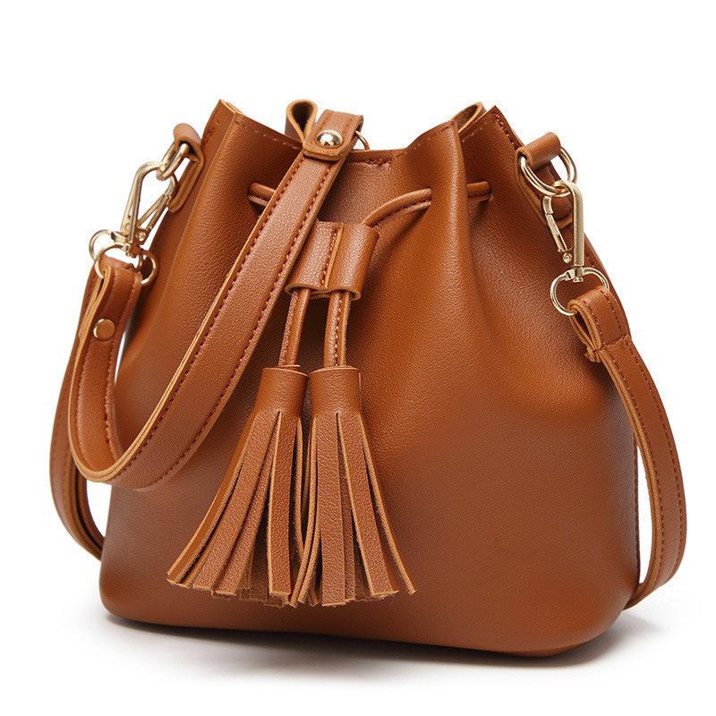 Torby Damskie Uliczne Nowe Torby Frędzel Sznurek PU Torba Wiaderko Moda Na Jedno Ramię Crossbody Damska Torebka