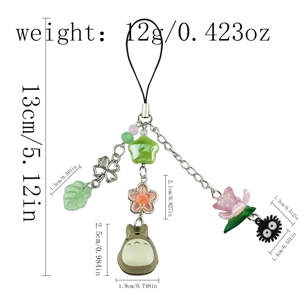 Cute Rilakkuma Bear Bell Matching Phone Charms Handmade Totoro Cat Star Hanging Chain Beaded Pendant Cardbook Keychain Gifts