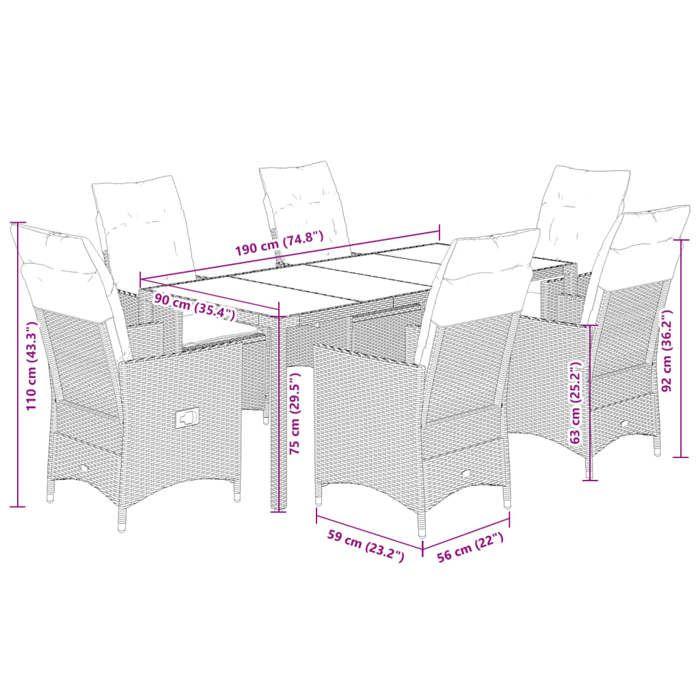 VidaXL 9-piece Garden Dining Set Cushions Black Wicker, Outdoor Dining Set, Furniture of 3276686