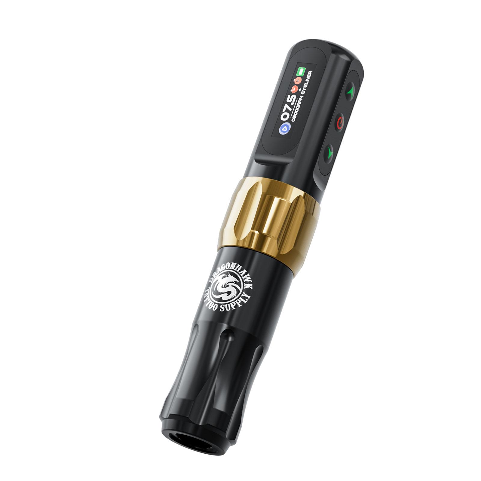 

Dragonhawk Atom2 Машинка для татуировки Роторная тату-машинка Ручка для микроблейдинга 2,8 мм Длина штрихов 1 Батарея Y с разъемом RCA для бровей, подводки для глаз и губ золотой