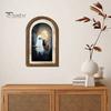 Cute Ghost Arch Shaped Sign Halloween Wall Decor, Table Sign, Vintage Framed Fall Season Decorative Accent Picture, Art for Mantel Living Room Bedroom