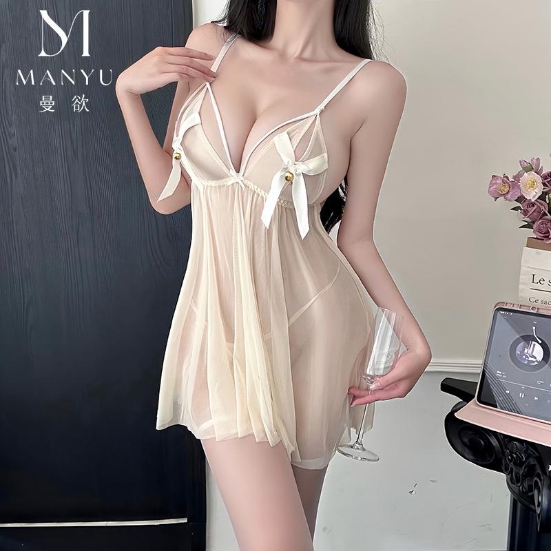 Man desire erotic underwear lace suspender skirt pure desire wind temptation small chest perspective set qqny9457