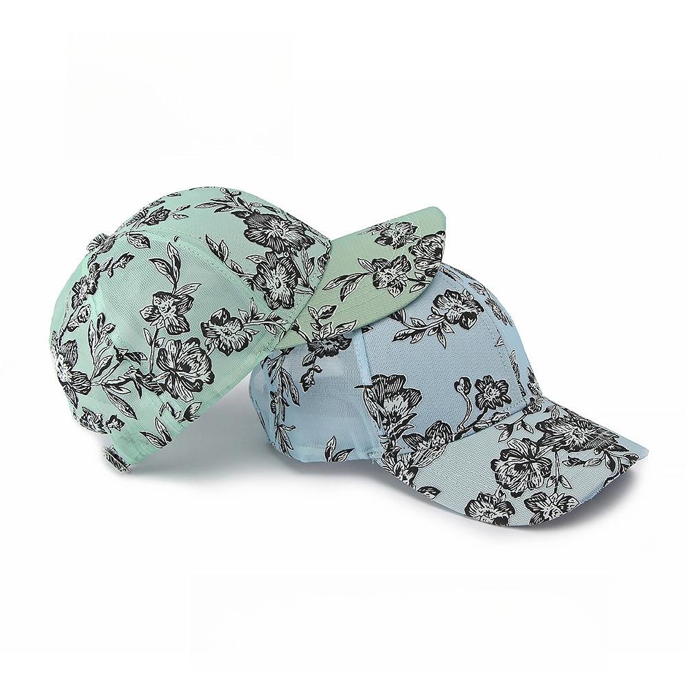 Women’s Korean-Style Floral Print Mesh Baseball Cap, Breathable Hard-Top Summer Hat for Outdoor Sun Protection