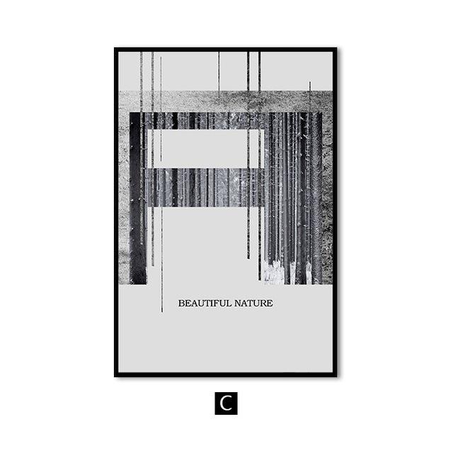 Arte da parete moderna astratta paesaggio forestale bianco nero pittura su tela poster geometrico stampa immagine per soggiorno decorazione casa
