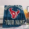 Custom Name Houston Texans Flannel Blanket, High quality Comfortable for All Seasons, Home Decor, Warmth and Comfort