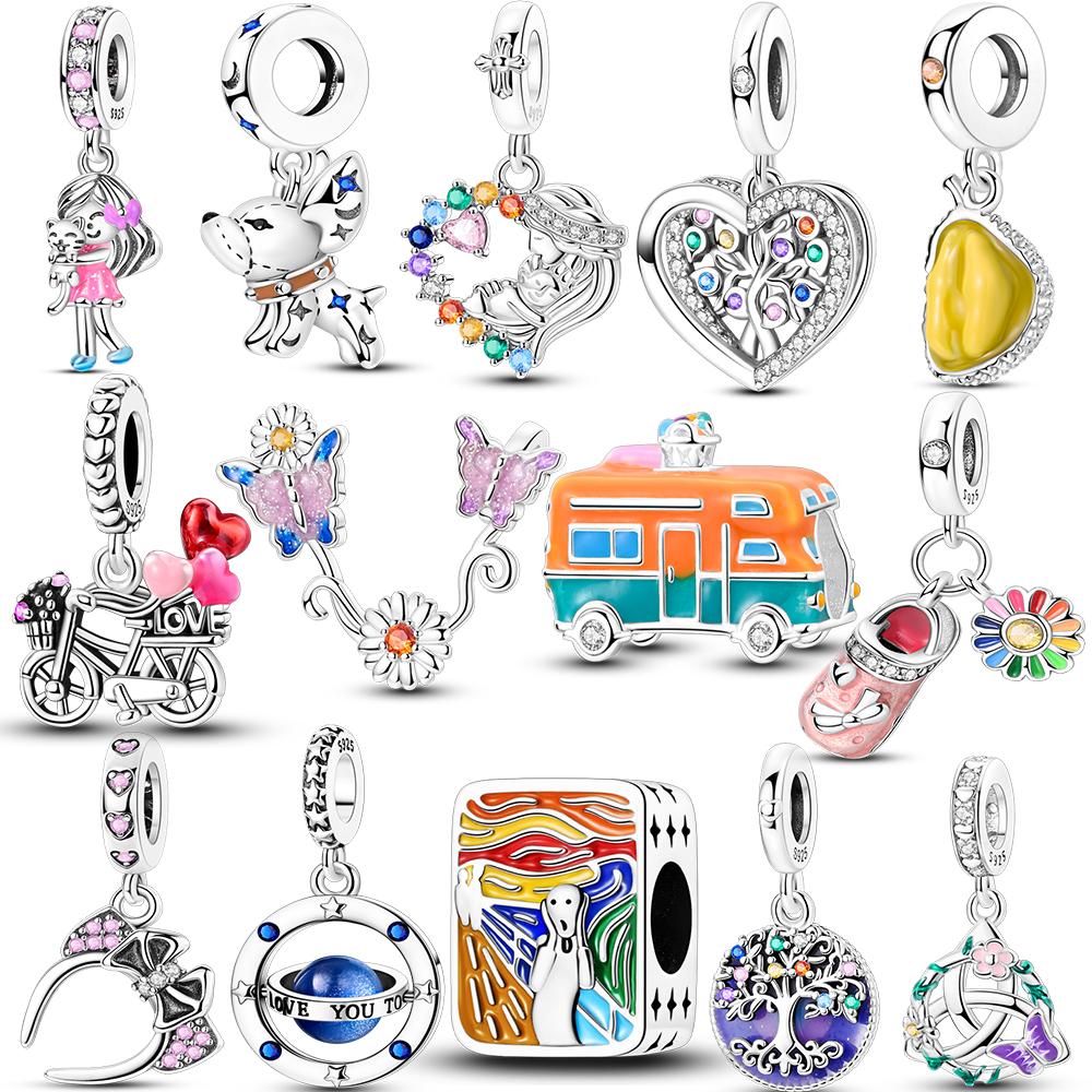 Fit Original Bracelet Copper Butterfly And Sunflower Heart Shape Charms Beads For Women Jewelry Making Fashion Pendant