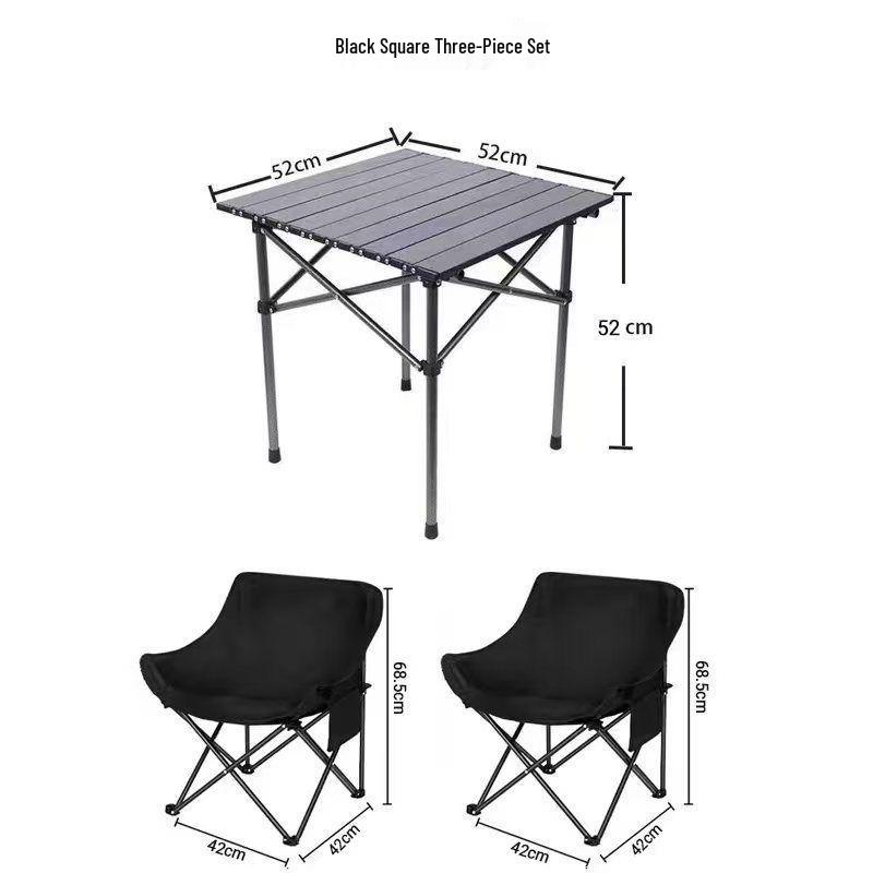 Moon Chair & Roll-Up Table Set — Portable Folding Table & Chair for Camping and Picnics.
