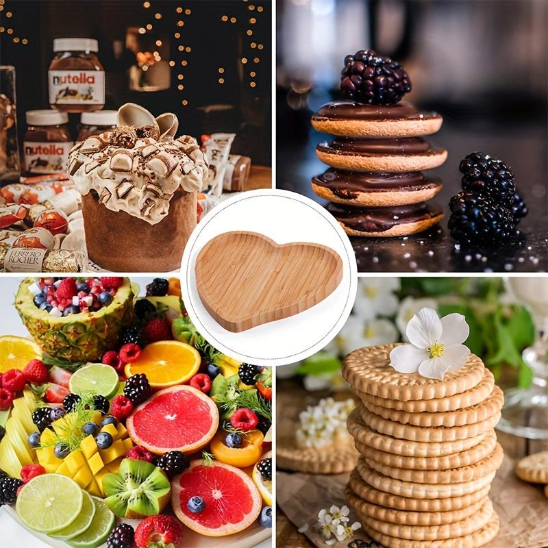 Heart Shaped Bamboo Snack Tray 1pc Wooden Fruit Plate Sushi Platter for Party Nut Plate Refreshment