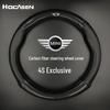 BMW Mini Cooper Steering Wheel Cover: Genuine Leather & Carbon Fiber Handle for Countryman