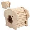 Hamster Wooden House Pig Head Shape Wooden Hamster Hut with Funny Climbing Ladder for Small Pets