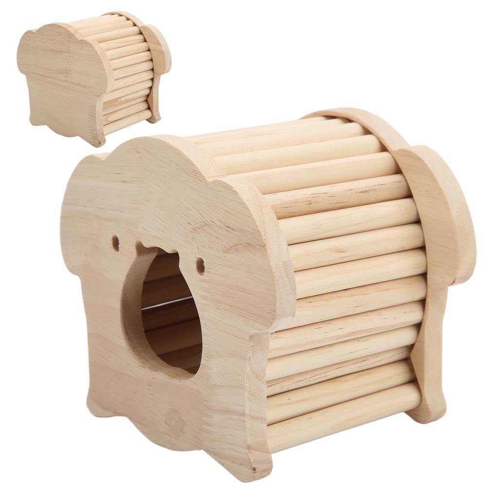Hamster Wooden House Pig Head Shape Wooden Hamster Hut with Funny Climbing Ladder for Small Pets